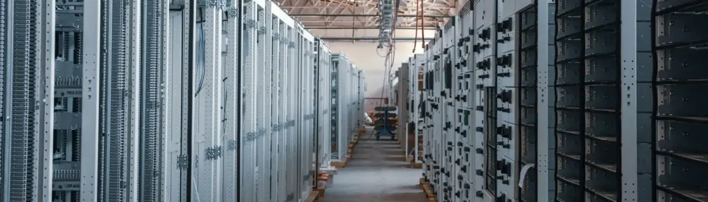 Servidores en racks con PDU inteligentes en un centro de datos en Panamá.